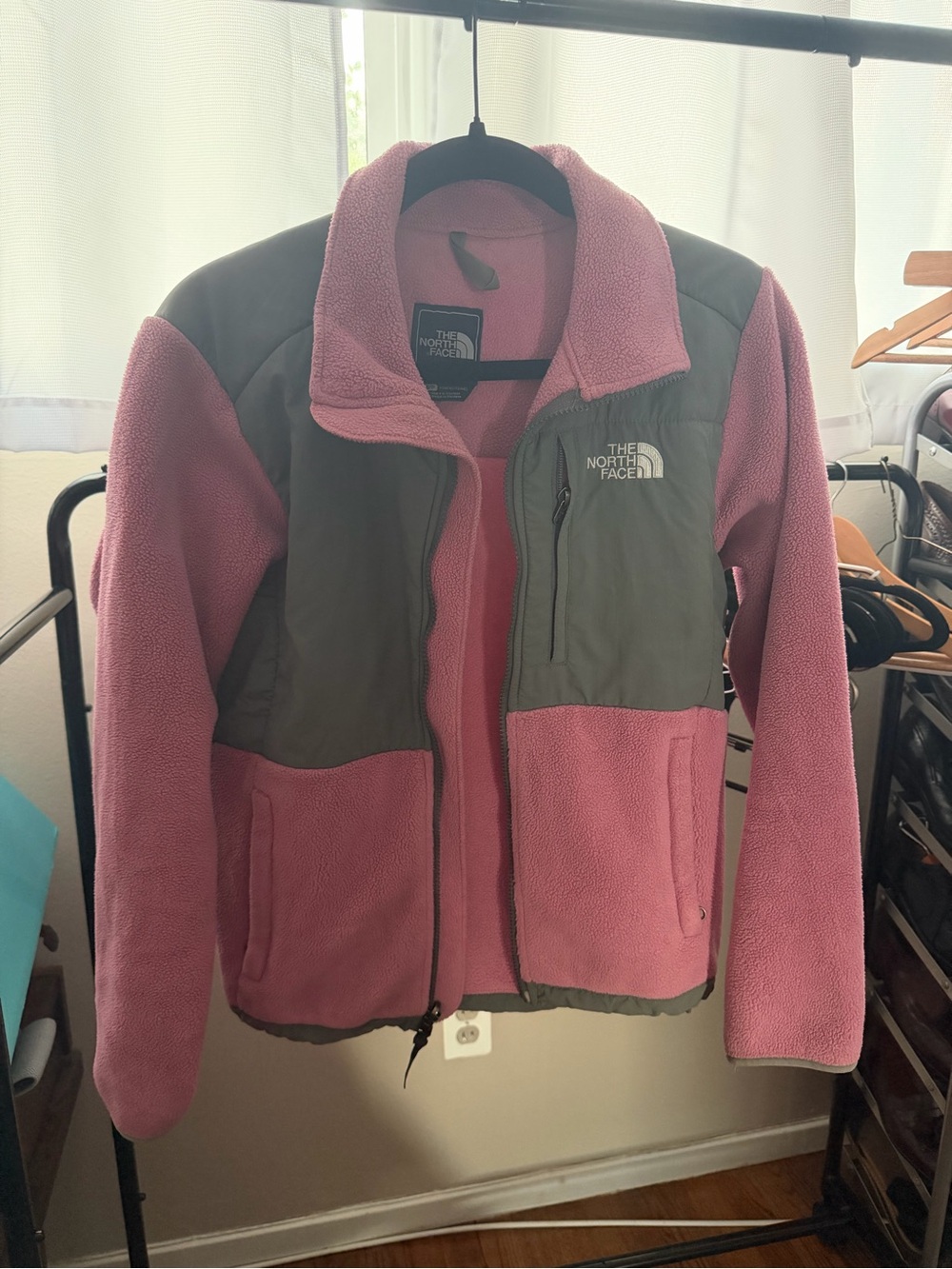 Pink and Gray North Face Denali Fleece Jacket Size S